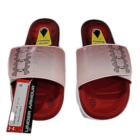 Under Armour MEN'S U Mercenary Slides 601 Red MEN 12, WOMEN 13.5 NWT WATER‎ OK - Picture 1 of 6